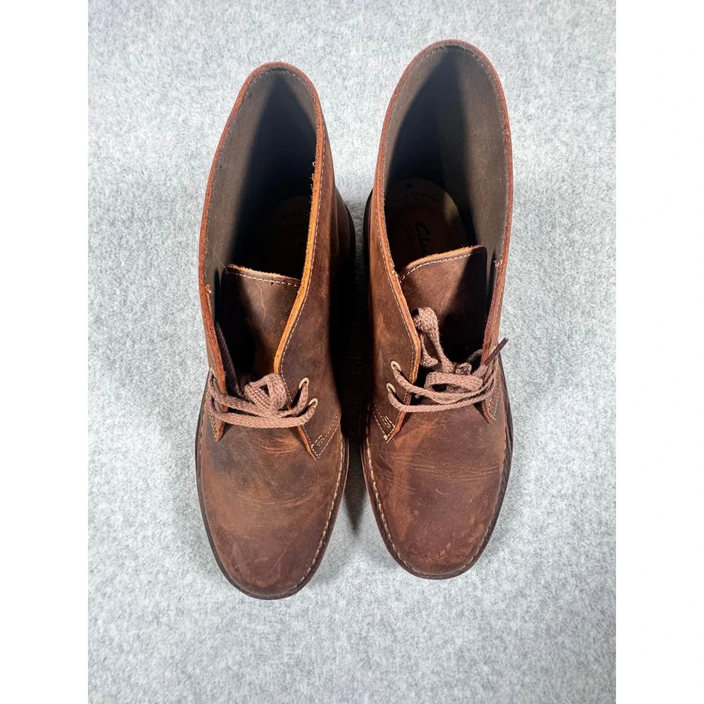 Clarks Bushacre 3 Mens Beeswax Brown Leather Chukka Desert Boots 10.5 M
